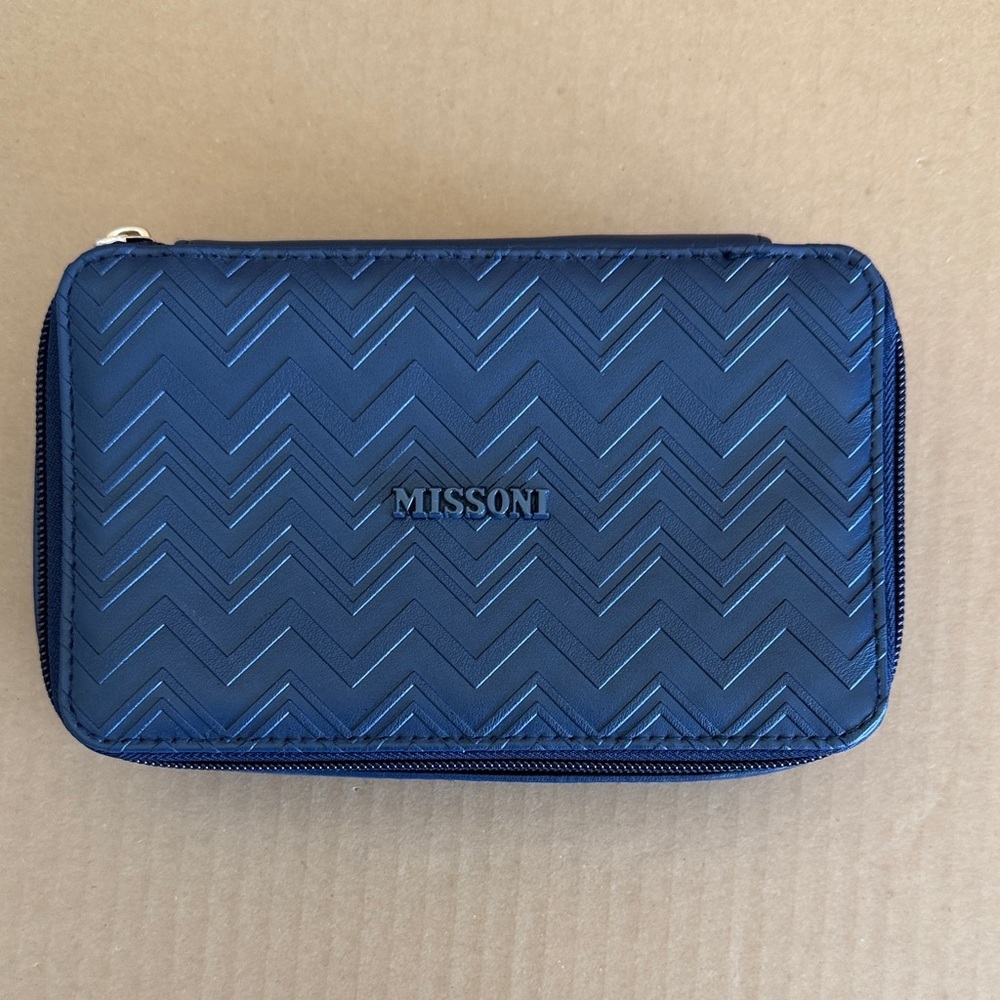 MISSONI For Delta Navy Chevron Cosmetic Case